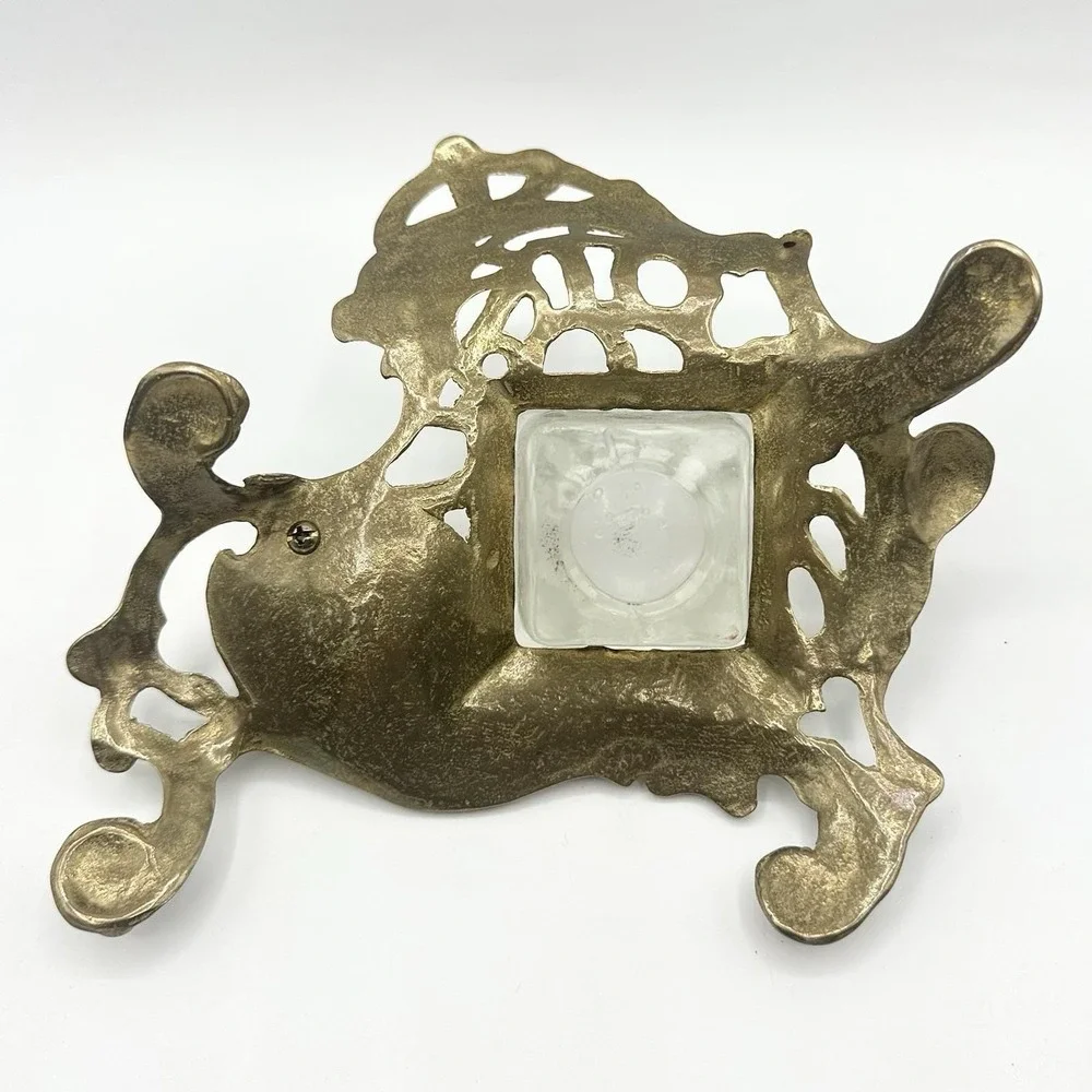 Vintage Heavy Brass Inkwell Pen Holder Art Nouveau Celluloid Fountain Pen Ink